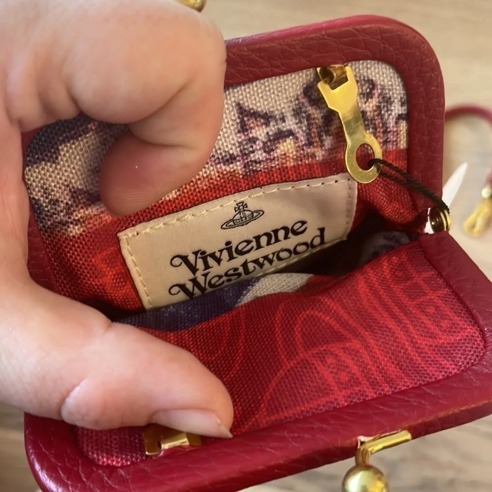 Vivienne Westwood Red Velvet Crossbody Bag Dust Bag 2 Straps